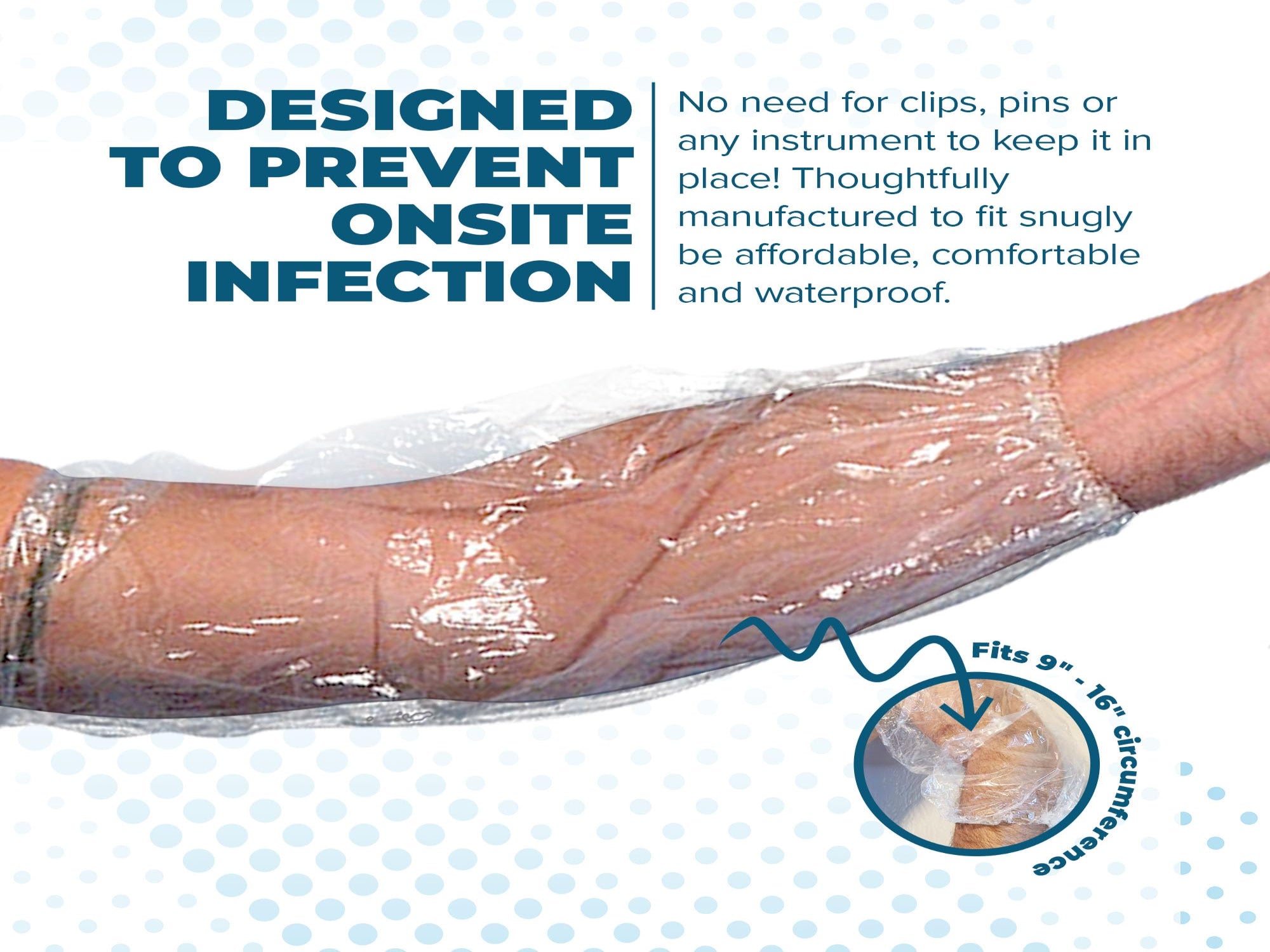 Waterproof PICC Line Shower Cover - Small 25 Pack (9-16") Disposable Arm Protector