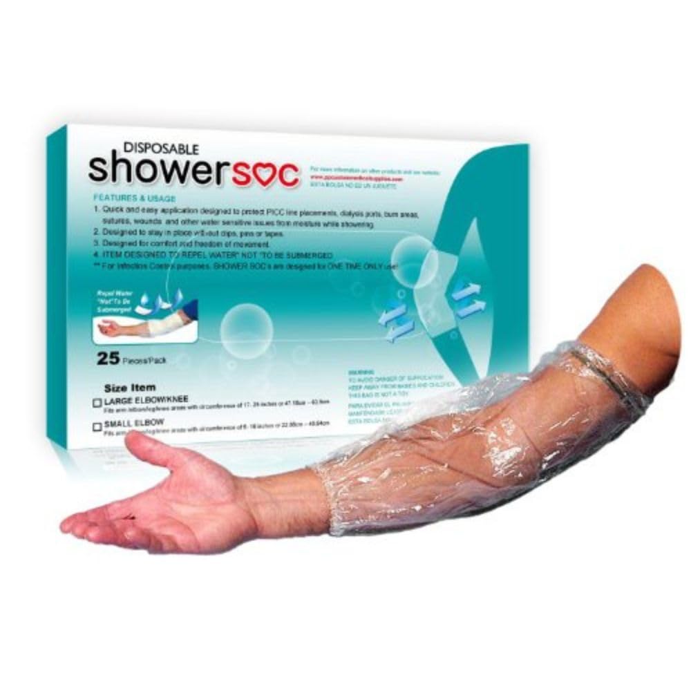Waterproof PICC Line Shower Cover - Small 25 Pack (9-16") Disposable Arm Protector