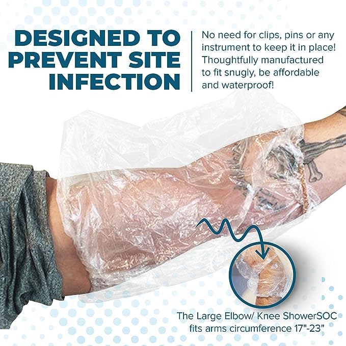 Waterproof PICC Line Shower Cover - Large 7 Pack (17-24") Disposable Arm Protector