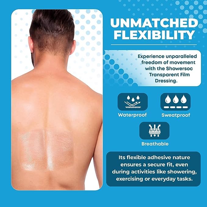 Waterproof Transparent Film Dressing - 10 Pack 4x4.75" Wound Bandage for Tattoo IV