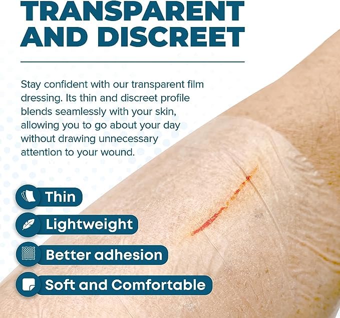 Waterproof Transparent Film Dressing - 10 Pack 4x4.75" Wound Bandage for Tattoo IV